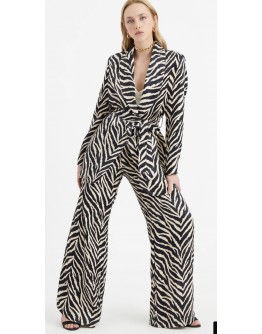 Zebra desenli kuşaklı ceket