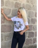 İthal çiçek baskılı güpürlü t-shirt Series