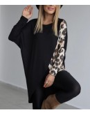 Leopar desenli tunik buluz