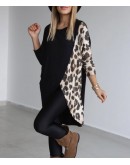 Leopar desenli tunik buluz