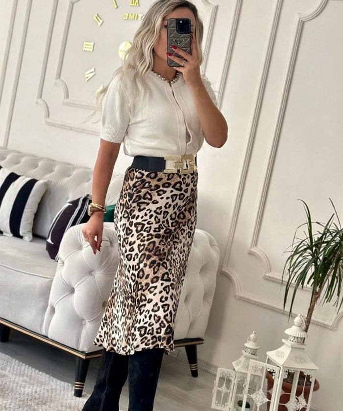 Beli Lastikli Leopar Saten Etek