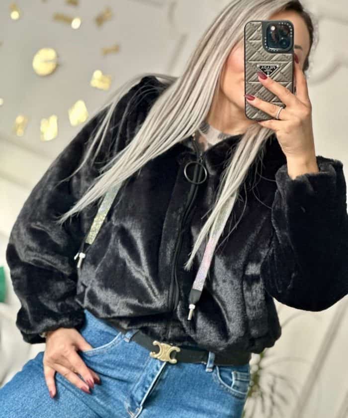 Fermuarlı Kısa Kürk Mont