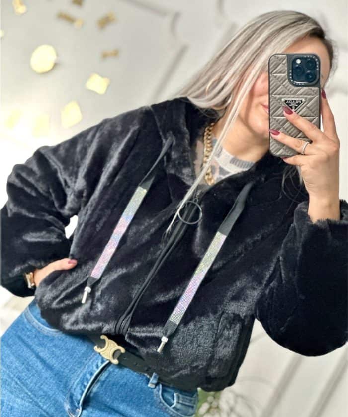 Alternative view of Fermuarlı Kısa Kürk Mont