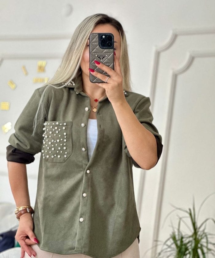 Alternative view of İnci Detaylı Süet Gömlek