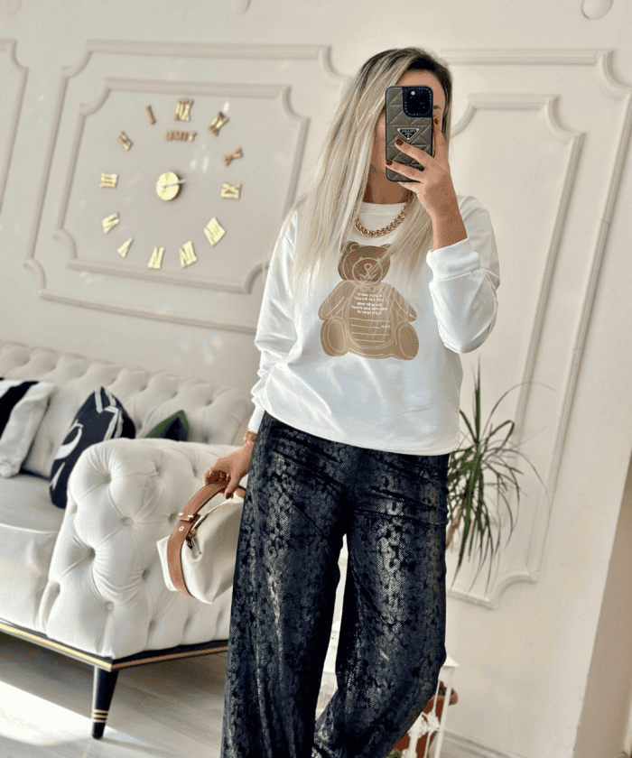 Alternative view of Leopar Detaylı Garnili Kadife Pantolon