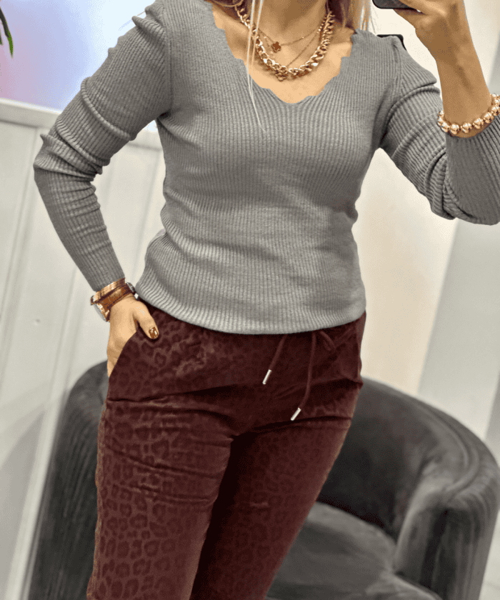 Merdiven Yaka Triko Bluz