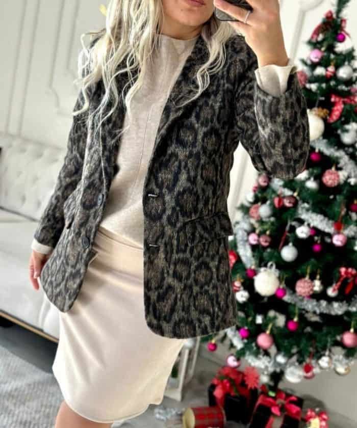 Leopar Desen Detaylı Blazer Ceket