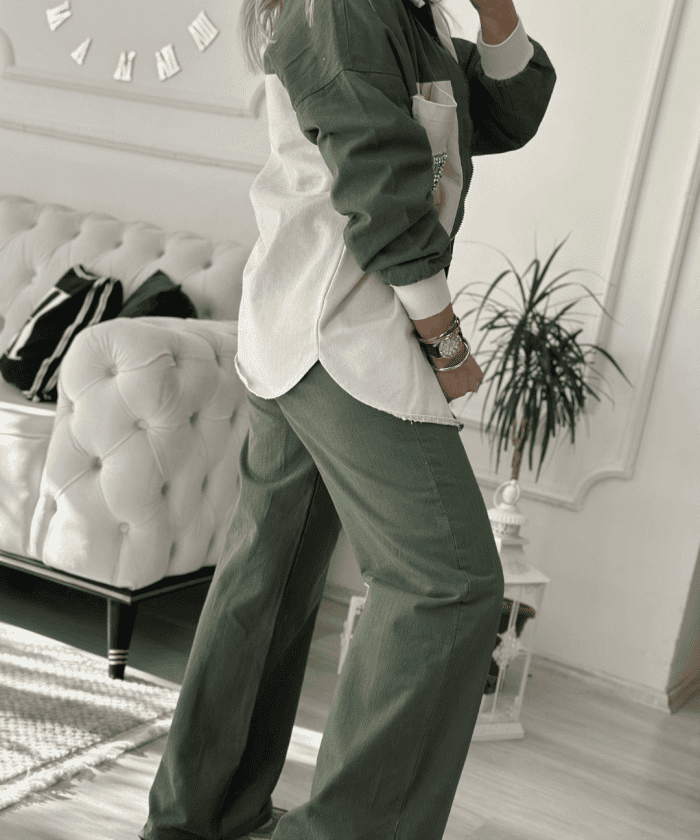 Alternative view of Beli Lastikli Pileli Palazzo Pantolon