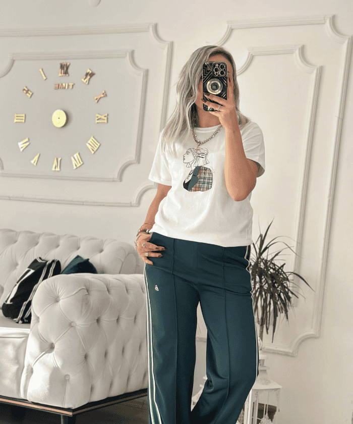 Kız Baskı Taş Detaylı T-Shirt