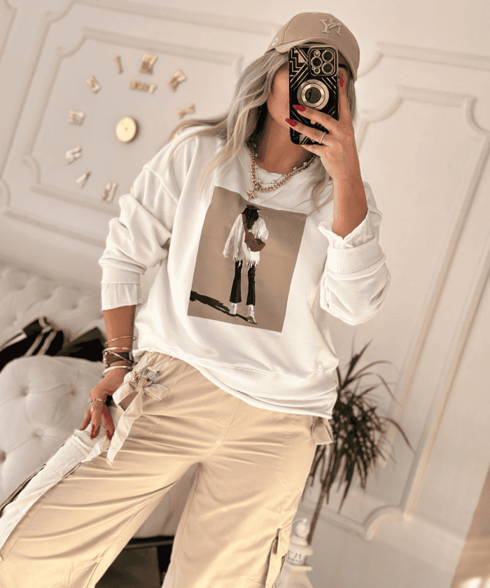 Bayan Baskı Detaylı Sweat