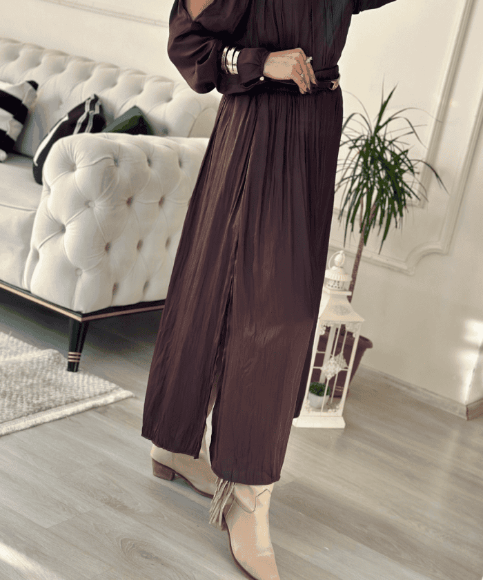 Bürümcük Kumaş Yırtmaçlı Cepli Etek Standart