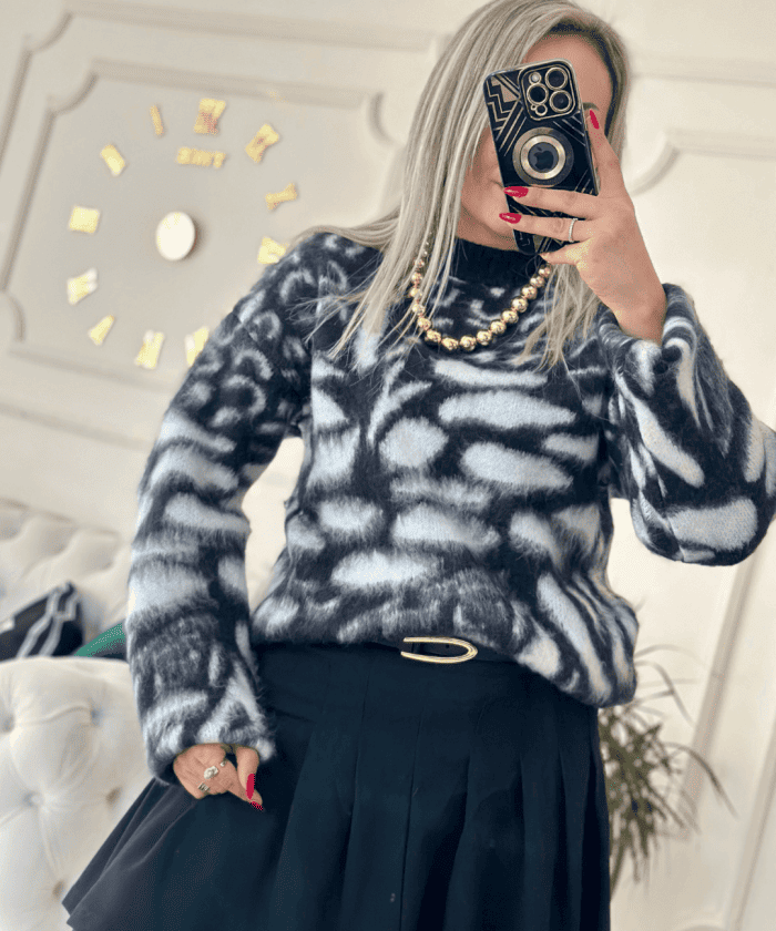 Dama Desen Yün Kazak Standart Beden