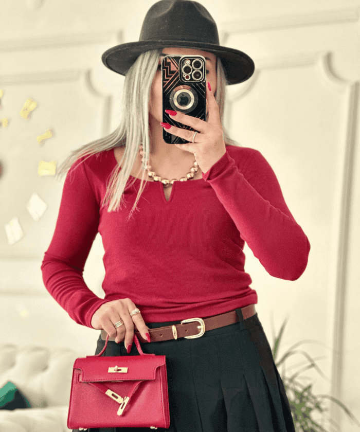 Damla Yaka Likralı Bluz