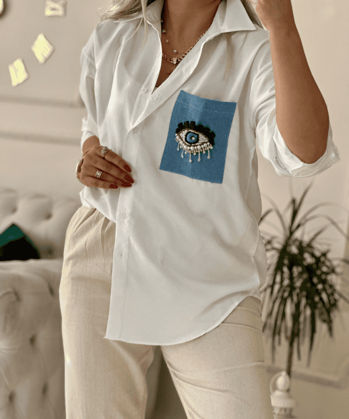 Kot Garnili İşleme Detaylı Gömlek