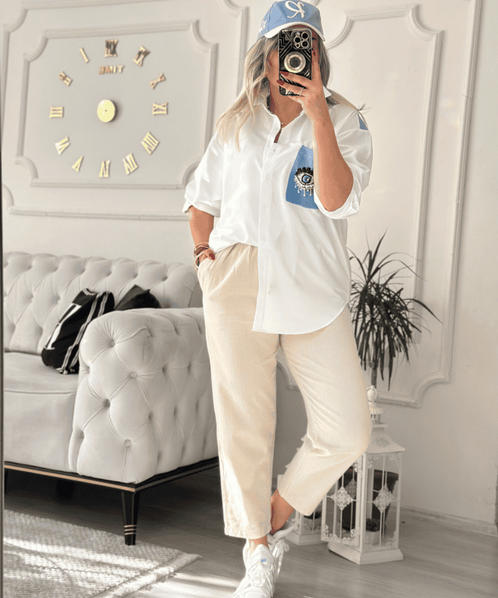 Alternative view of Kot Garnili İşleme Detaylı Gömlek