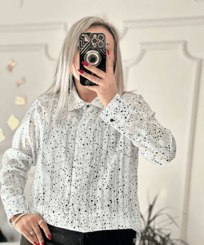 Puantiye Desenli İpekli Gömlek