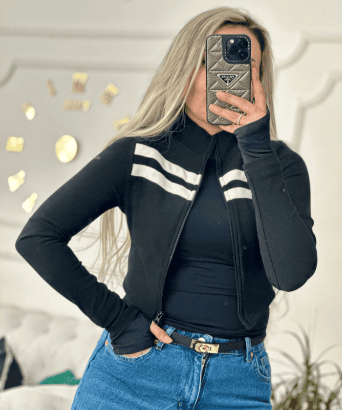 Alternative view of Çizgili Spor Fermuarlı Tek Üst