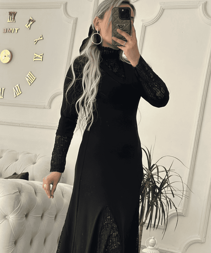 Alternative view of Güpür Detaylı Maxi Elbise