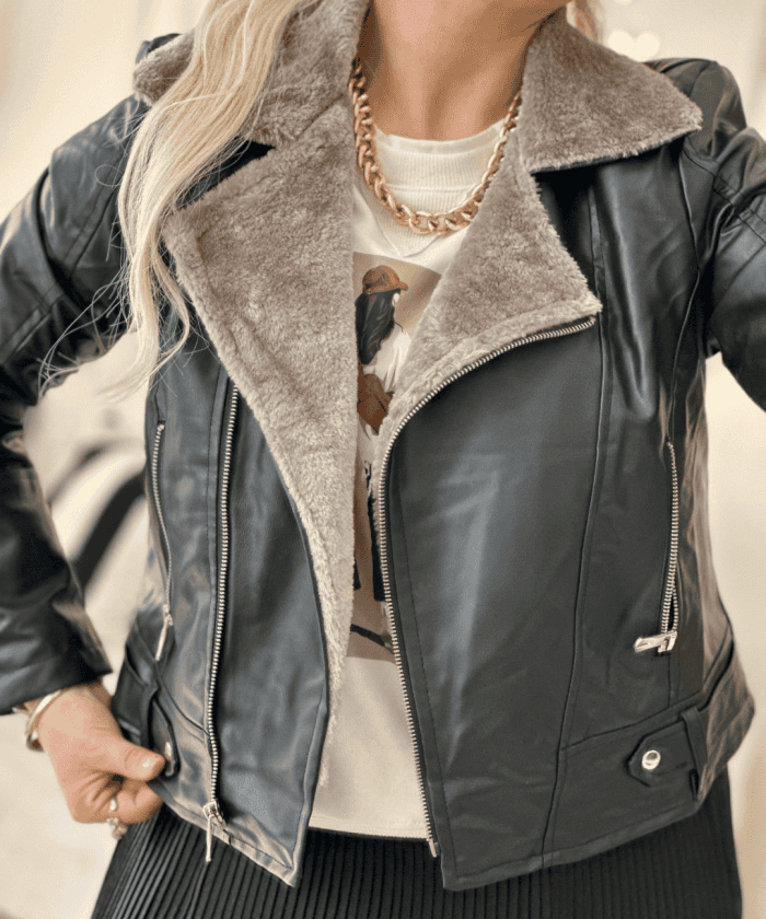 Kürklü Deri Kruvaze Mont