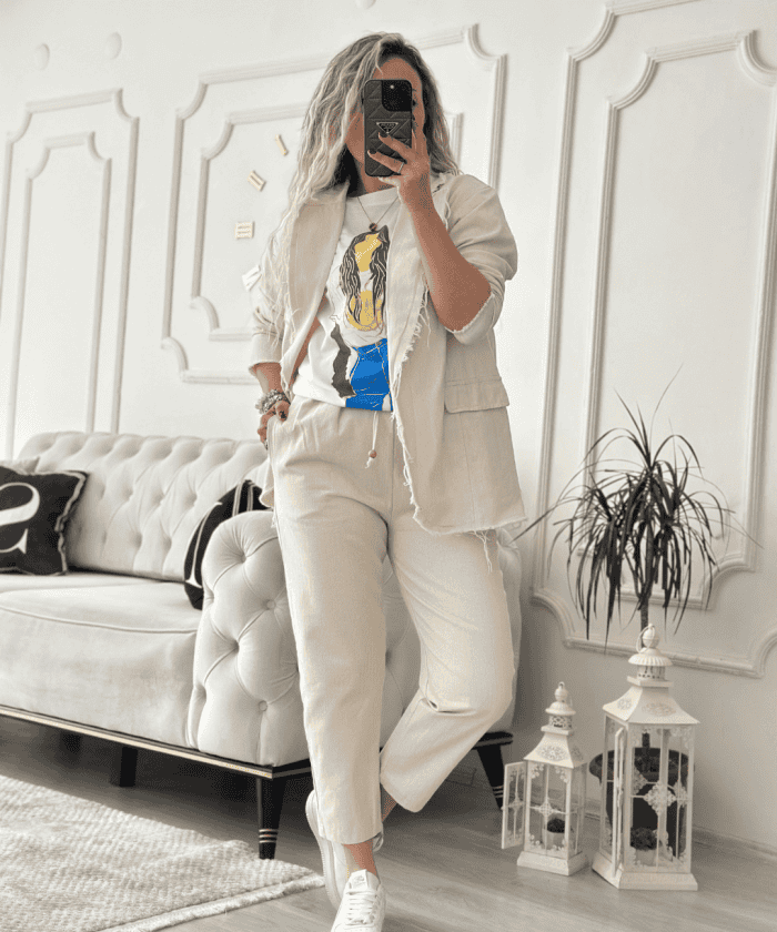 Dikişsiz Keten Ceket