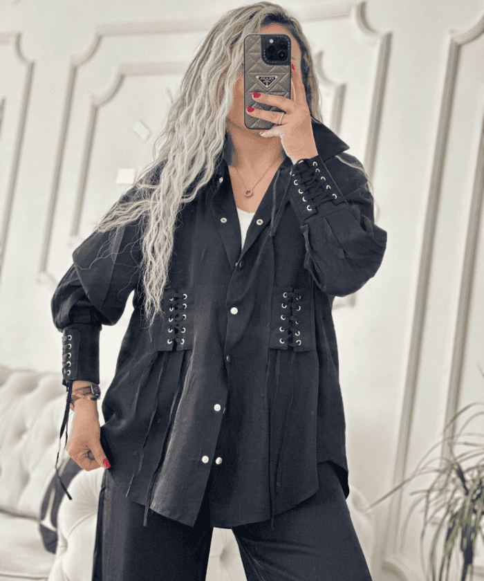 Kuş Gözü Detaylı Zımbalı İkili Takım