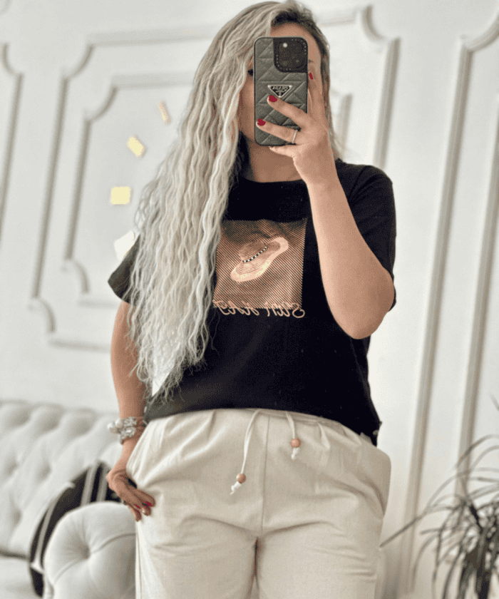 Şapka Baskı Detaylı T-shirt