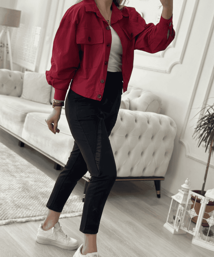 Alternative view of Bordo Cepli Kısa Gömlek