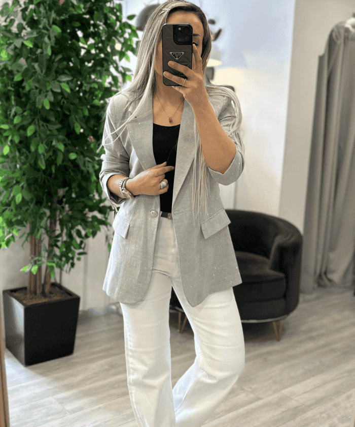 Taş Detaylı Oversize Ceket