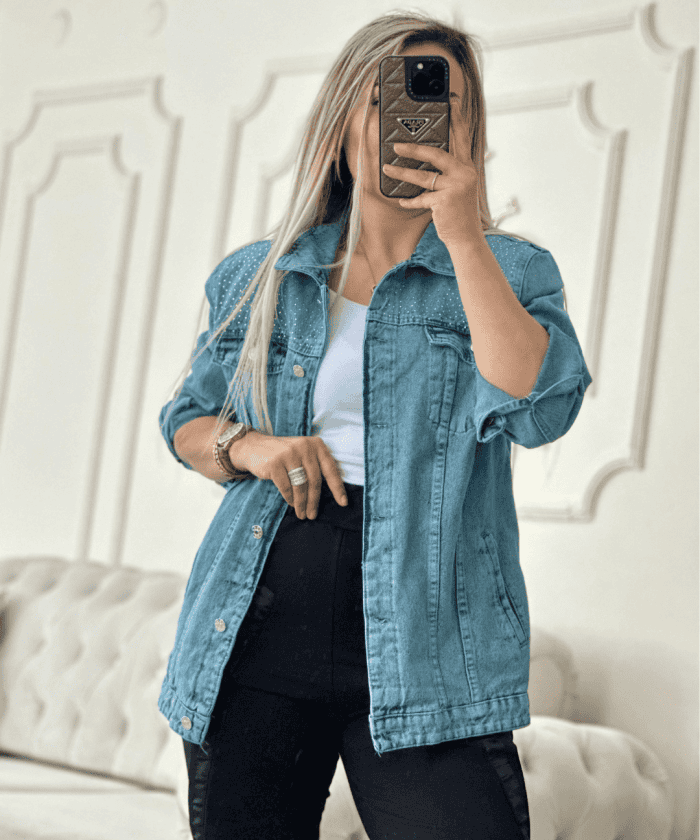 Taş Detaylı Spor Kot Mont