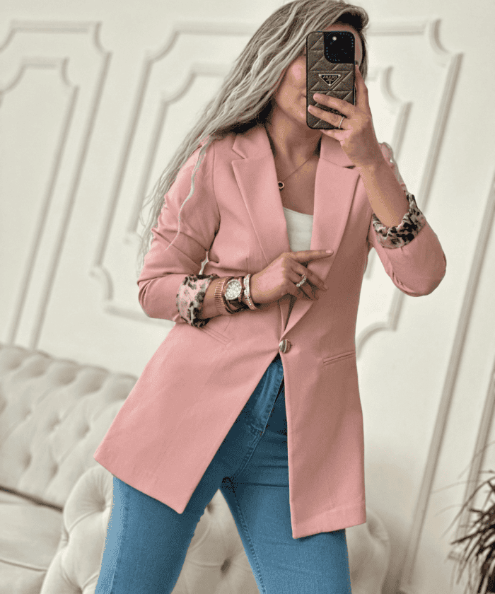 Alternative view of Leopar Astarlı Blazer Slim Ceket