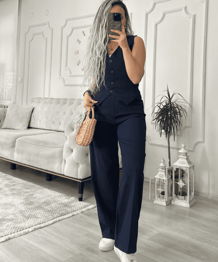 Nazsu Cepli Yelekli İkili Takım