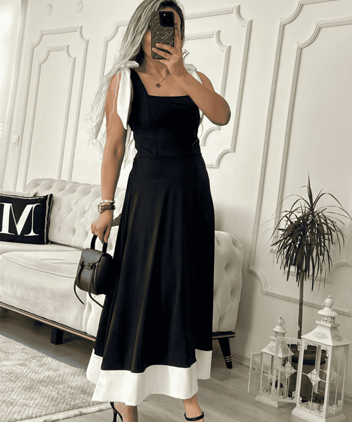 Alternative view of Scuba Kumaş Fiyonklu Maxi Elbise