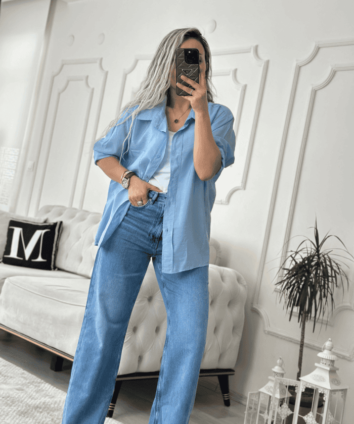 Standart Beden Tensel Kumaş Salaş Gömlek