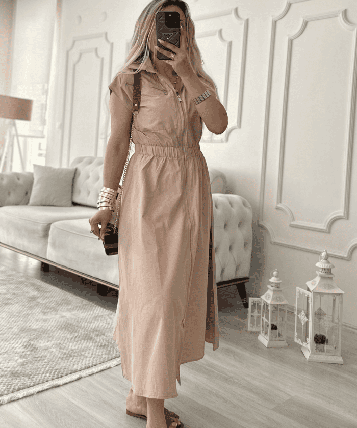 Vizyon Renk Boydan Düğmeli Elbise