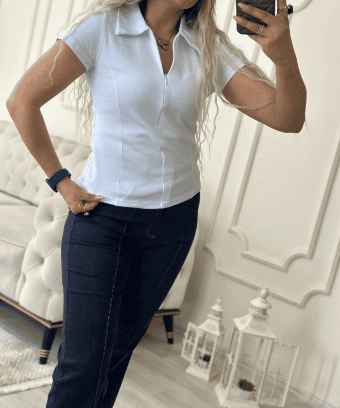 Alternative view of Polo Yaka Fermuar Detaylı T-Shirt