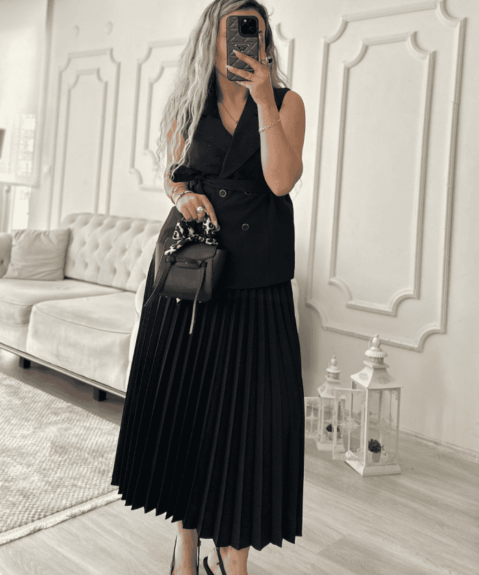 Alternative view of Black Aura Kuşaklı Yelekli İkili Takım