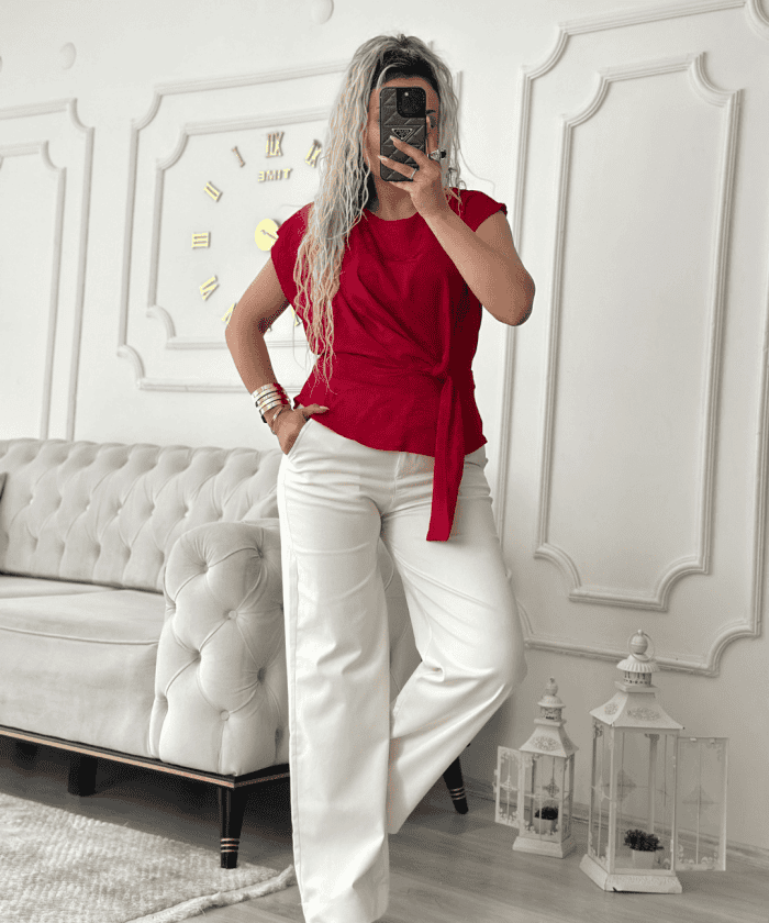 Alternative view of Bel Büzgü Detaylı Bluz