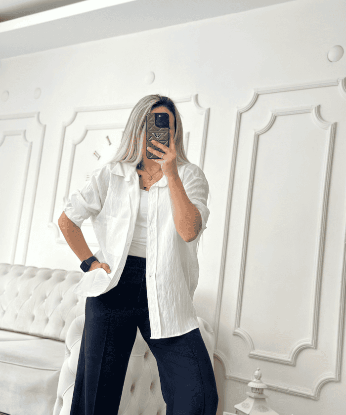 Alternative view of Standart Kendinden Desenli Gömlek