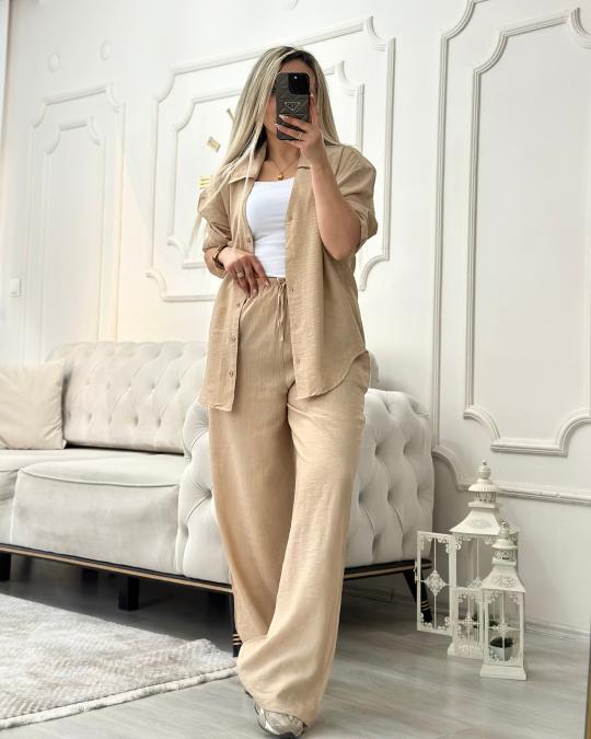 Keten Kumaş Rahat Kalıp İkili Takım