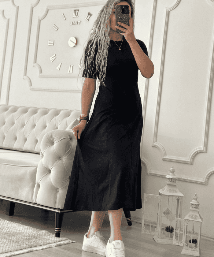 Kısa Kol Sıfır Yaka Kiloş Elbise