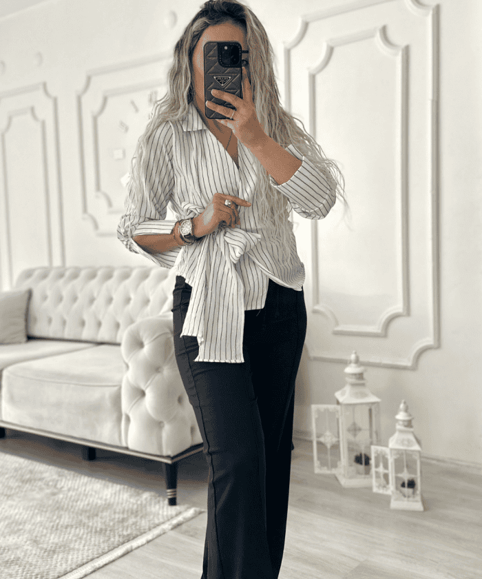 Alternative view of Kruvaze Lacivert Çizgili Gömlek