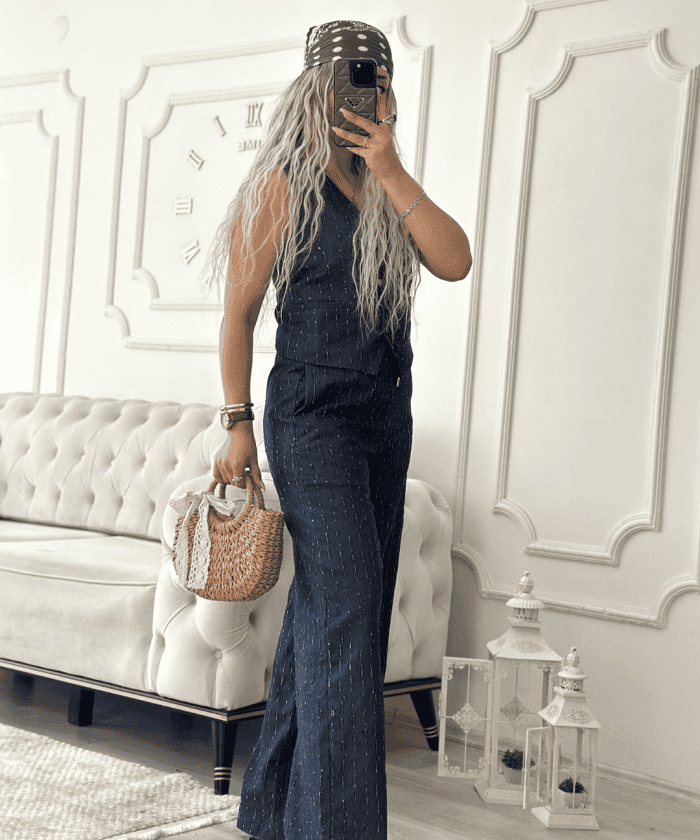 Luxury Yelekli Palazzo Takım