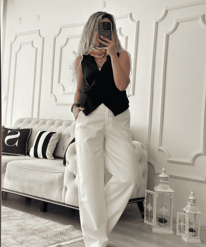 Premium Fırfır Detaylı Kruvaze Yelek