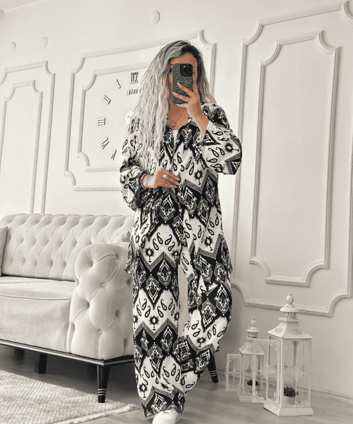 Etnik Desen Kimono Takım