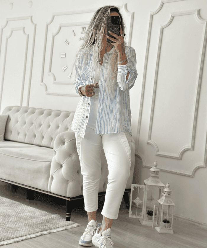 Tensel Çizgili Gömlek