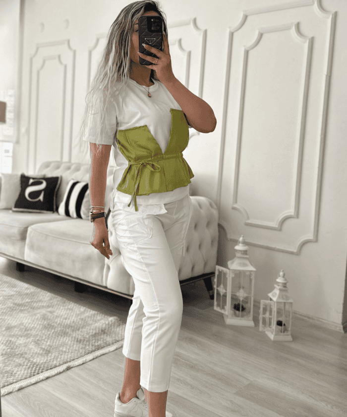 Asimetrik Bağcık Detaylı Bluz