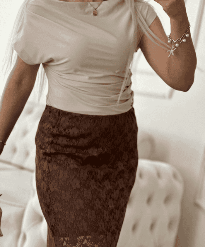 Alternative view of Dantel Kahve Renk Etek