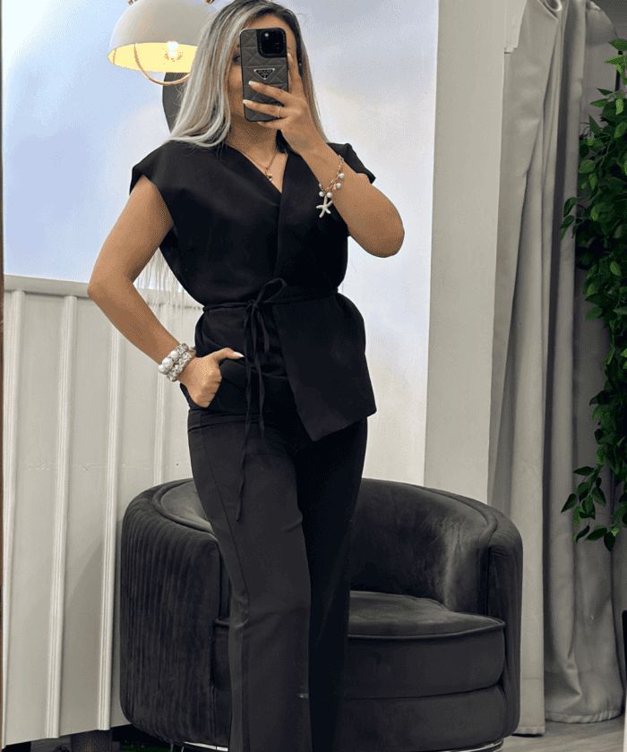 Kruvaze Siyah İkili Takım