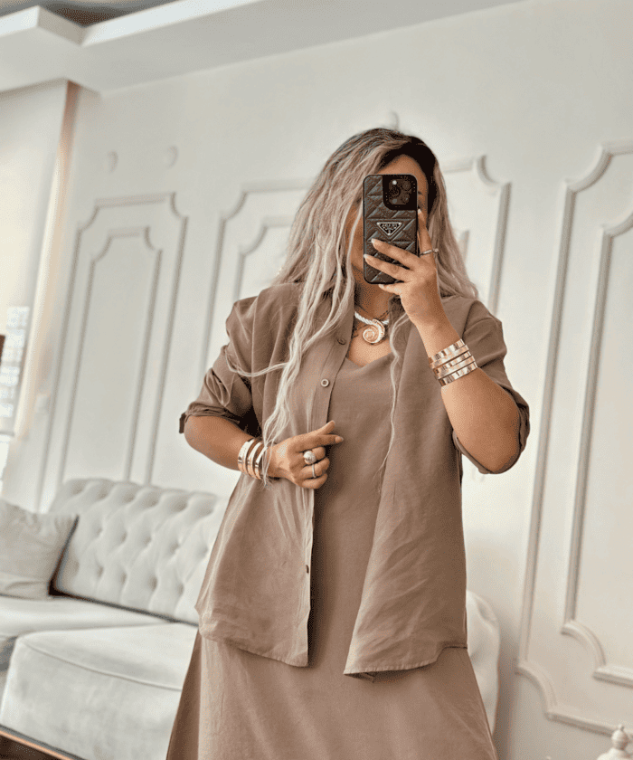 Alternative view of İp Askı Gömlek Detaylı İkili Elbise