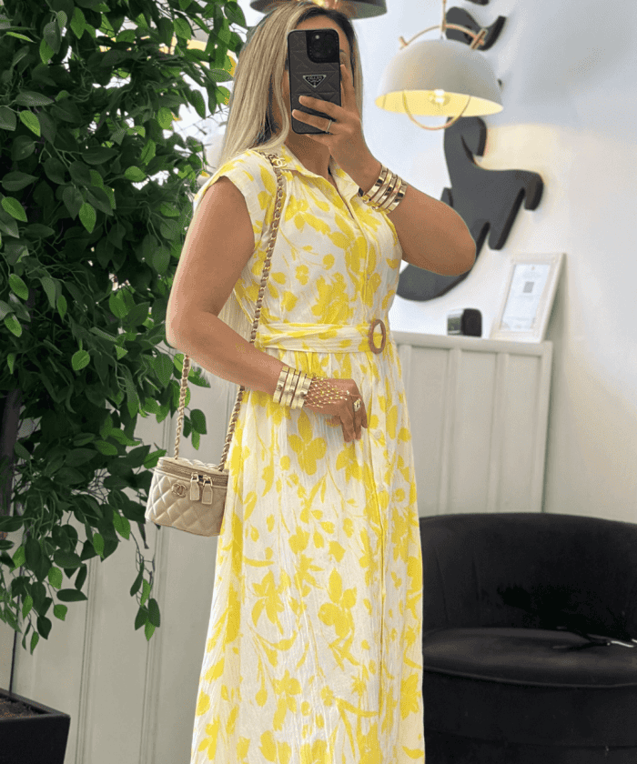 Alternative view of Maxi Çiçek Desenli Kemerli Elbise